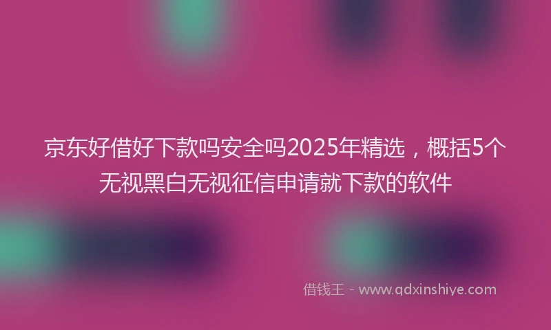 京东好借好下款吗安全吗2025年精选，概括5个无视黑白无视征信申请就下款的软件