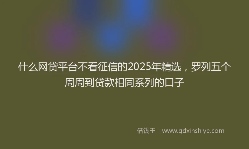 什么网贷平台不看征信的2025年精选，罗列五个周周到贷款相同系列的口子