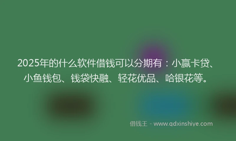 2025年的什么软件借钱可以分期有：小赢卡贷、小鱼钱包、钱袋快融、轻花优品、哈银花等。