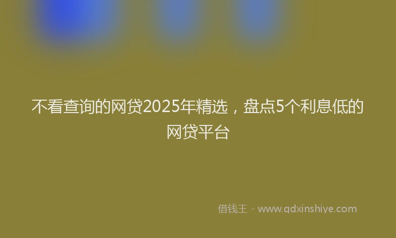 不看查询的网贷2025年精选，盘点5个利息低的网贷平台