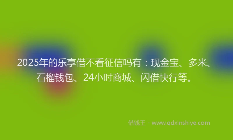 2025年的乐享借不看征信吗有：现金宝、多米、石榴钱包、24小时商城、闪借快行等。