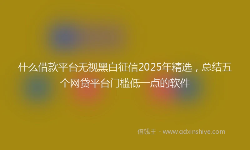 什么借款平台无视黑白征信2025年精选，总结五个网贷平台门槛低一点的软件