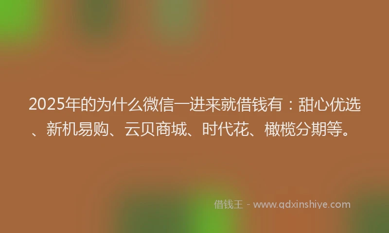 2025年的为什么微信一进来就借钱有：甜心优选、新机易购、云贝商城、时代花、橄榄分期等。