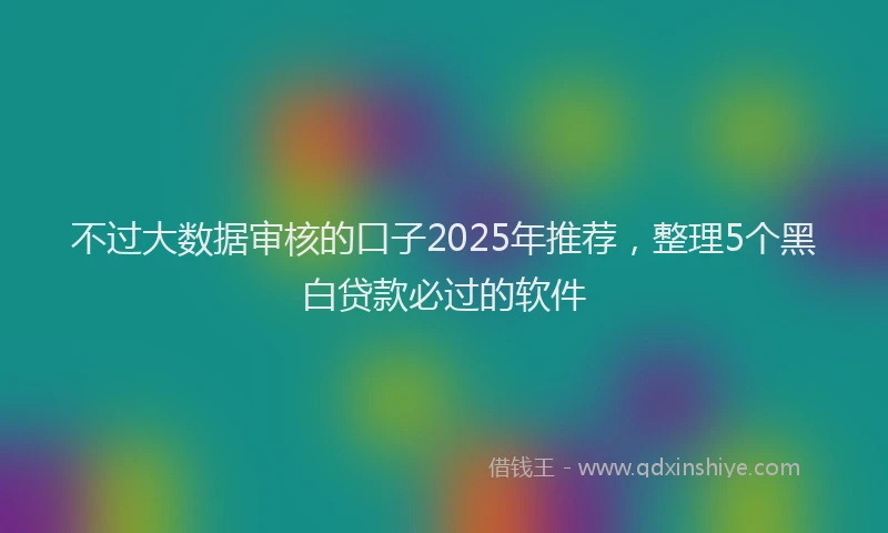 不过大数据审核的口子2025年推荐，整理5个黑白贷款必过的软件