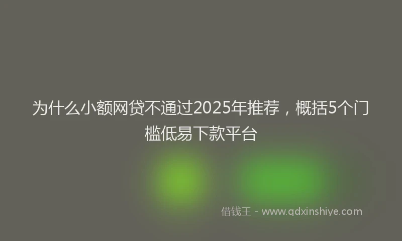 为什么小额网贷不通过2025年推荐，概括5个门槛低易下款平台