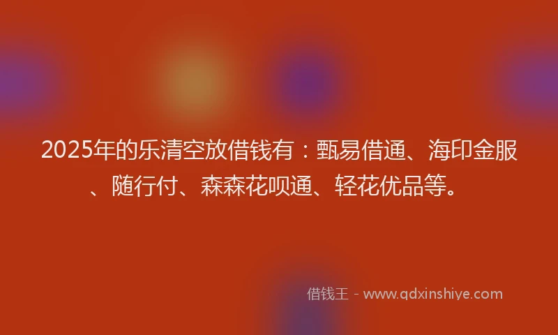 2025年的乐清空放借钱有：甄易借通、海印金服、随行付、森森花呗通、轻花优品等。