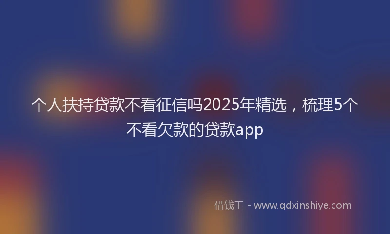 个人扶持贷款不看征信吗2025年精选，梳理5个不看欠款的贷款app