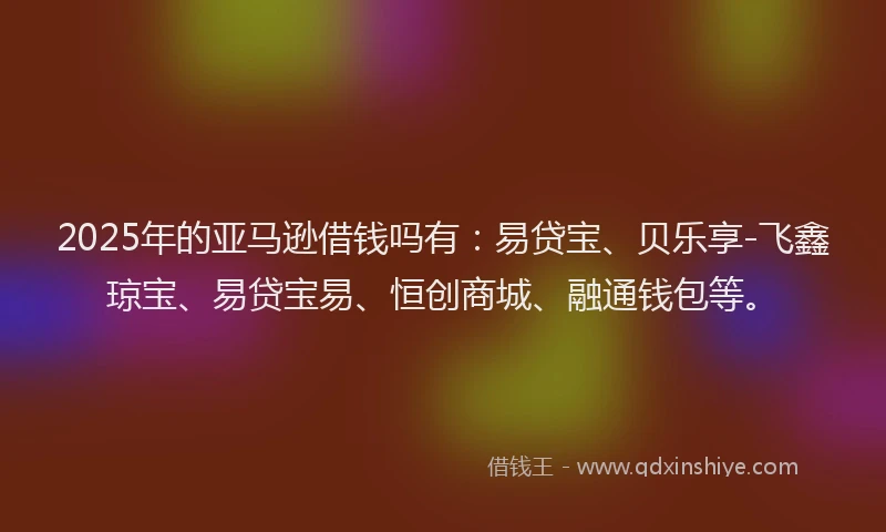 2025年的亚马逊借钱吗有：易贷宝、贝乐享-飞鑫琼宝、易贷宝易、恒创商城、融通钱包等。