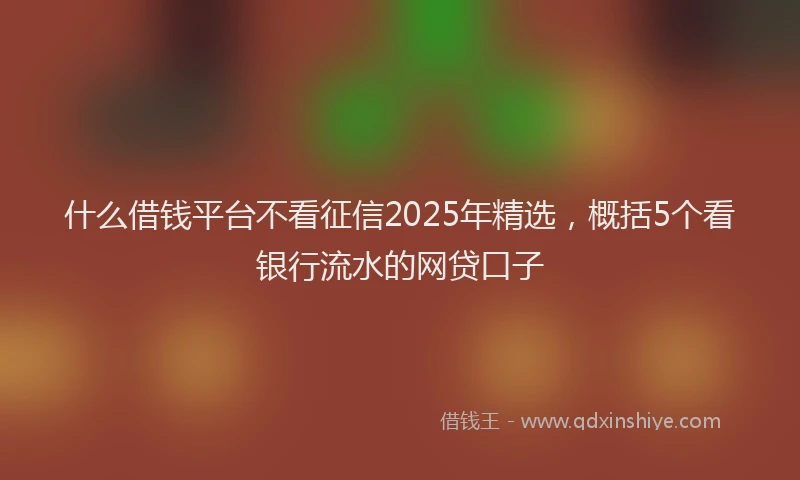 什么借钱平台不看征信2025年精选，概括5个看银行流水的网贷口子