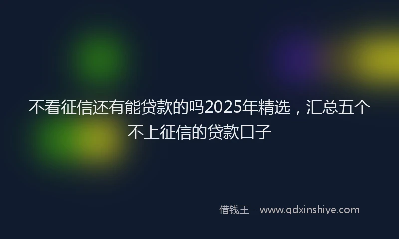 不看征信还有能贷款的吗2025年精选，汇总五个不上征信的贷款口子