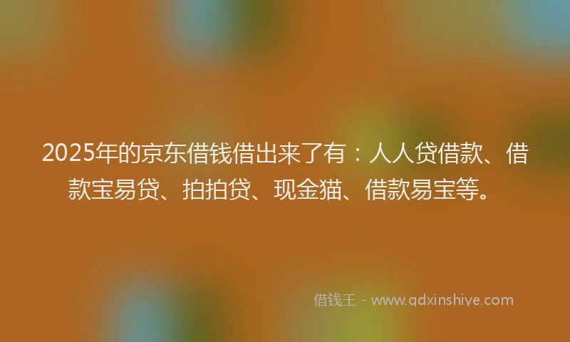 2025年的京东借钱借出来了有：人人贷借款、借款宝易贷、拍拍贷、现金猫、借款易宝等。