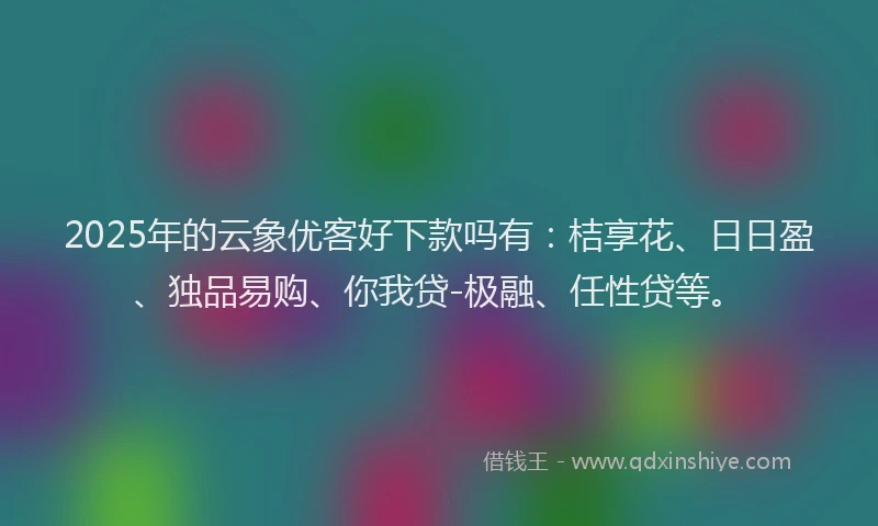 2025年的云象优客好下款吗有：桔享花、日日盈、独品易购、你我贷-极融、任性贷等。