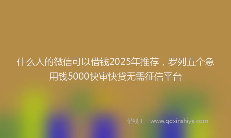 什么人的微信可以借钱2025年推荐，罗列五个急用钱5000快审快贷无需征信平台