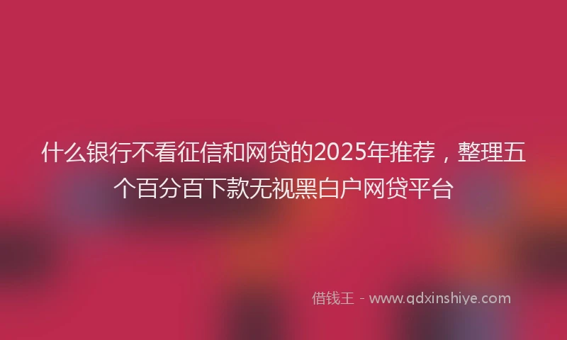 什么银行不看征信和网贷的2025年推荐，整理五个百分百下款无视黑白户网贷平台
