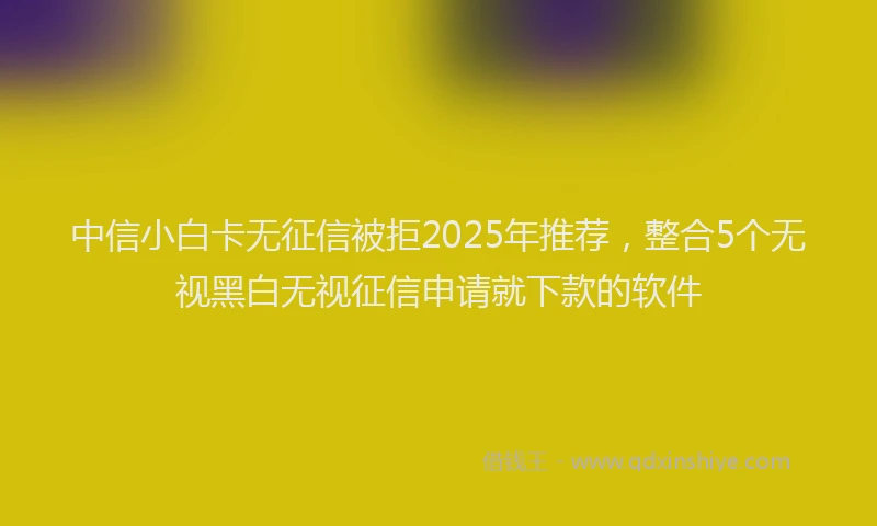 中信小白卡无征信被拒2025年推荐，整合5个无视黑白无视征信申请就下款的软件