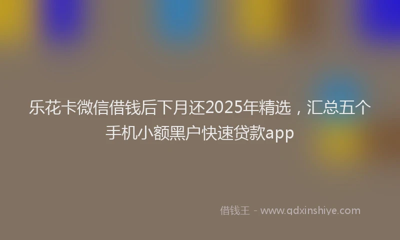 乐花卡微信借钱后下月还2025年精选，汇总五个手机小额黑户快速贷款app