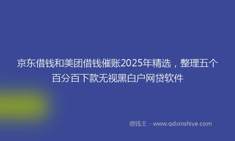 京东借钱和美团借钱催账2025年精选，整理五个百分百下款无视黑白户网贷软件