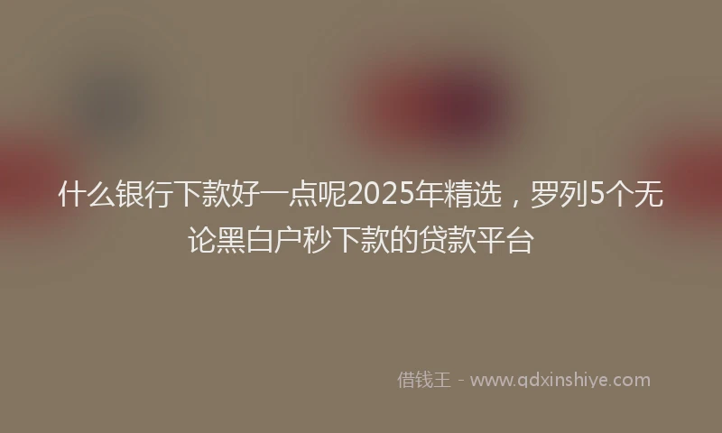 什么银行下款好一点呢2025年精选，罗列5个无论黑白户秒下款的贷款平台