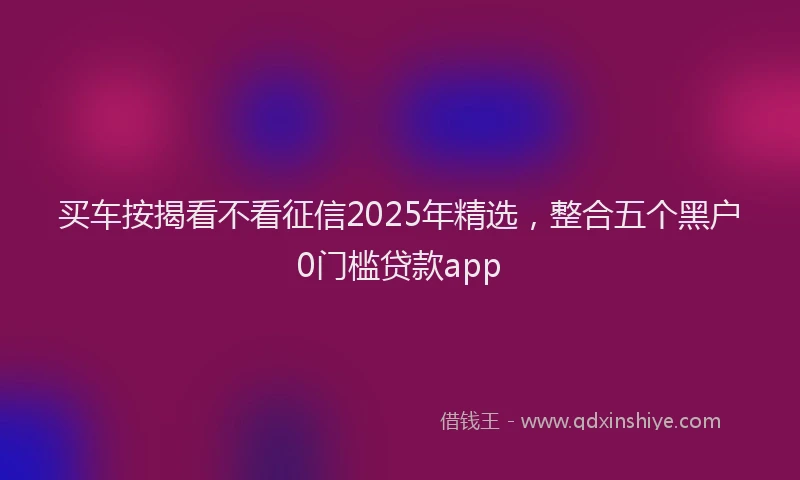 买车按揭看不看征信2025年精选，整合五个黑户0门槛贷款app