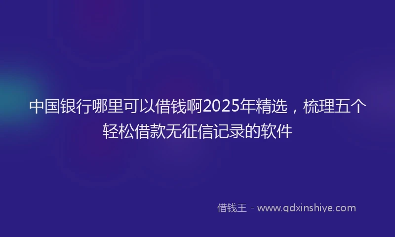 中国银行哪里可以借钱啊2025年精选，梳理五个轻松借款无征信记录的软件
