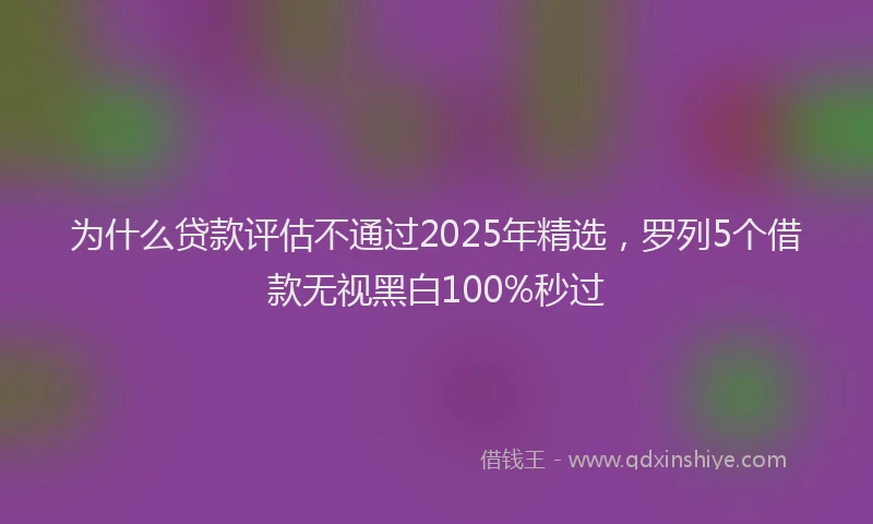 为什么贷款评估不通过2025年精选，罗列5个借款无视黑白100%秒过