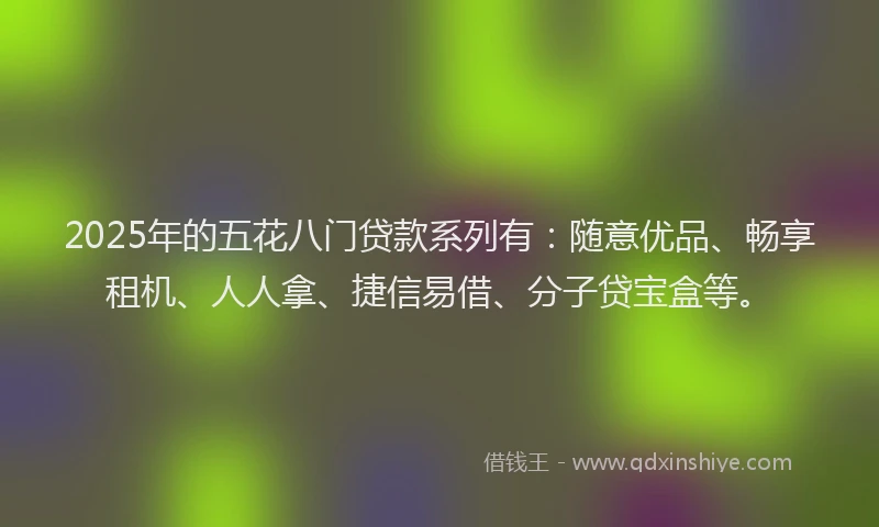 2025年的五花八门贷款系列有：随意优品、畅享租机、人人拿、捷信易借、分子贷宝盒等。