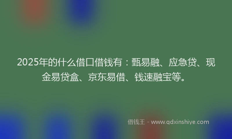 2025年的什么借口借钱有：甄易融、应急贷、现金易贷盒、京东易借、钱速融宝等。