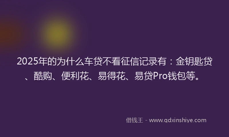 2025年的为什么车贷不看征信记录有：金钥匙贷、酷购、便利花、易得花、易贷Pro钱包等。