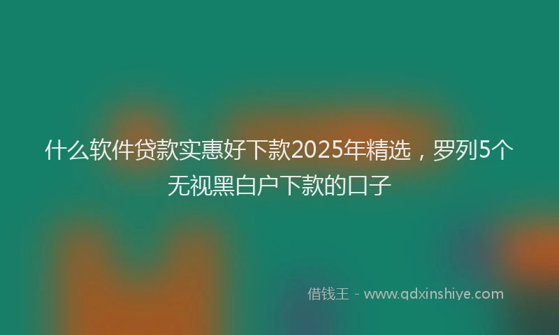 什么软件贷款实惠好下款2025年精选，罗列5个无视黑白户下款的口子