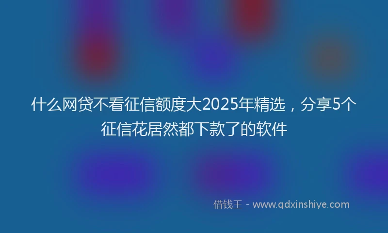 什么网贷不看征信额度大2025年精选，分享5个征信花居然都下款了的软件