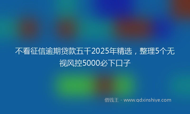 不看征信逾期贷款五千2025年精选，整理5个无视风控5000必下口子