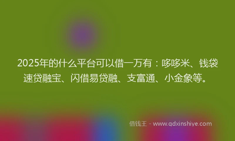 2025年的什么平台可以借一万有：哆哆米、钱袋速贷融宝、闪借易贷融、支富通、小金象等。