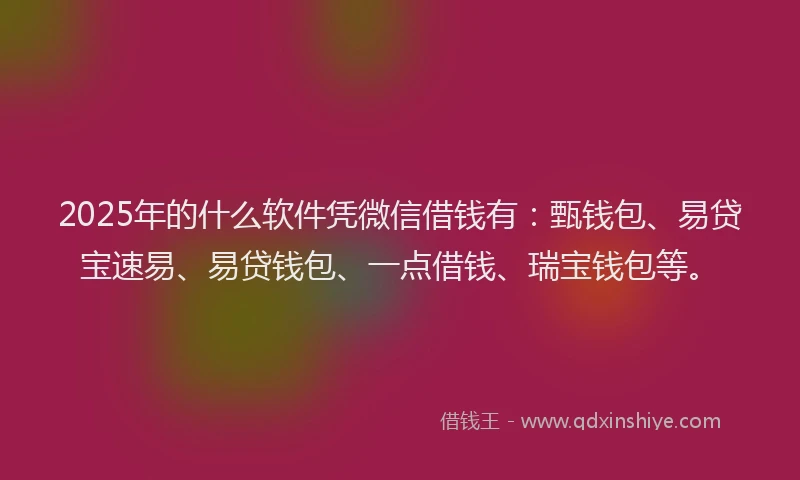 2025年的什么软件凭微信借钱有：甄钱包、易贷宝速易、易贷钱包、一点借钱、瑞宝钱包等。