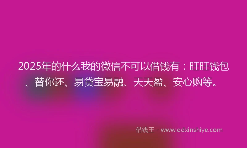 2025年的什么我的微信不可以借钱有：旺旺钱包、替你还、易贷宝易融、天天盈、安心购等。