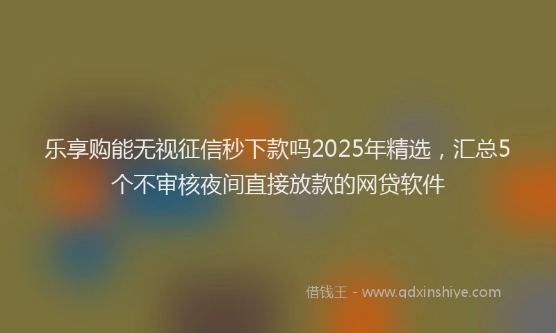 乐享购能无视征信秒下款吗2025年精选，汇总5个不审核夜间直接放款的网贷软件