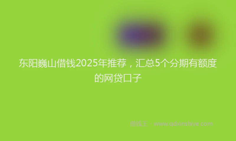 东阳巍山借钱2025年推荐，汇总5个分期有额度的网贷口子