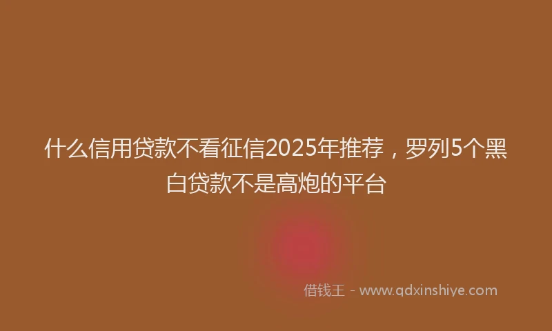 什么信用贷款不看征信2025年推荐，罗列5个黑白贷款不是高炮的平台