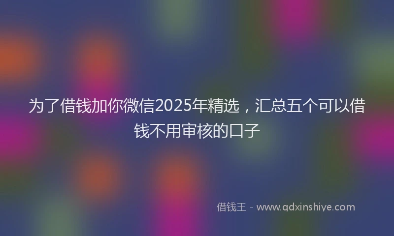 为了借钱加你微信2025年精选，汇总五个可以借钱不用审核的口子