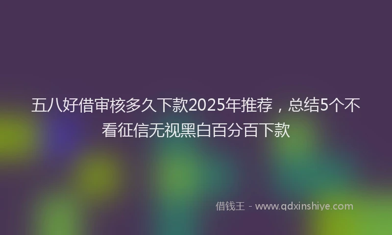 五八好借审核多久下款2025年推荐，总结5个不看征信无视黑白百分百下款