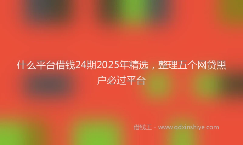 什么平台借钱24期2025年精选，整理五个网贷黑户必过平台
