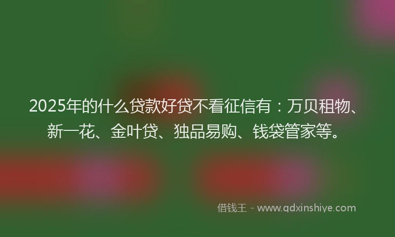 2025年的什么贷款好贷不看征信有：万贝租物、新一花、金叶贷、独品易购、钱袋管家等。