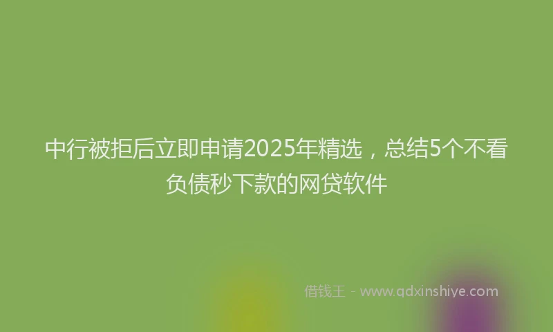 中行被拒后立即申请2025年精选，总结5个不看负债秒下款的网贷软件