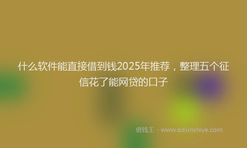 什么软件能直接借到钱2025年推荐，整理五个征信花了能网贷的口子