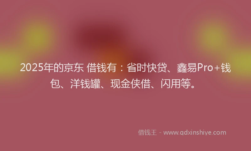 2025年的京东 借钱有：省时快贷、鑫易Pro+钱包、洋钱罐、现金侠借、闪用等。