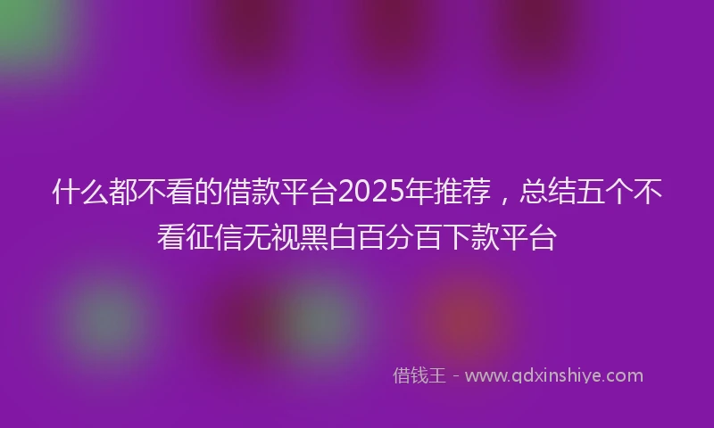 什么都不看的借款平台2025年推荐，总结五个不看征信无视黑白百分百下款平台
