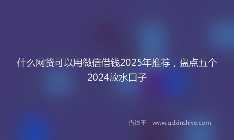 什么网贷可以用微信借钱2025年推荐，盘点五个2024放水口子