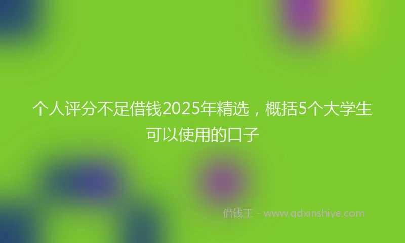 个人评分不足借钱2025年精选，概括5个大学生可以使用的口子