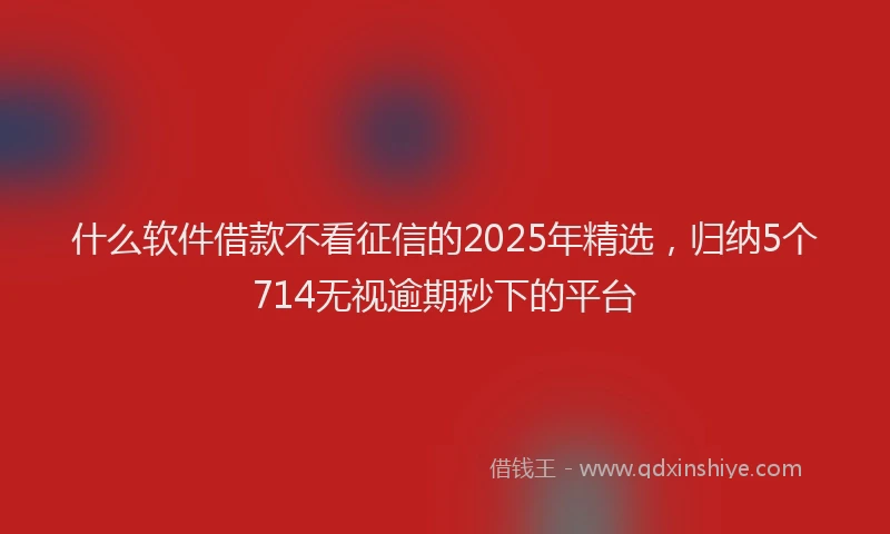 什么软件借款不看征信的2025年精选，归纳5个714无视逾期秒下的平台