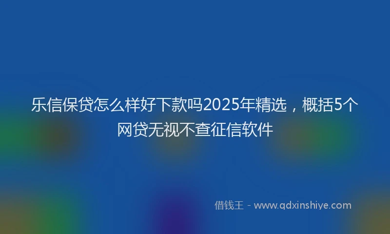 乐信保贷怎么样好下款吗2025年精选，概括5个网贷无视不查征信软件