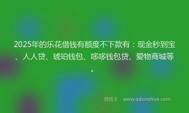 2025年的乐花借钱有额度不下款有：现金秒到宝、人人贷、琥珀钱包、哆哆钱包贷、爱物商城等。